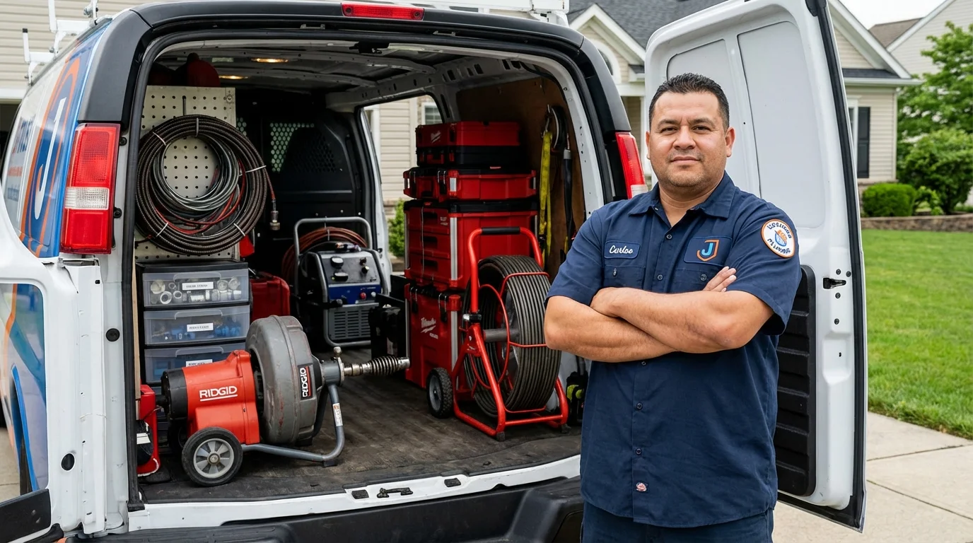 Professional drain cleaning equipment and Johns Plumbing LLC plumber in Rosiclare
