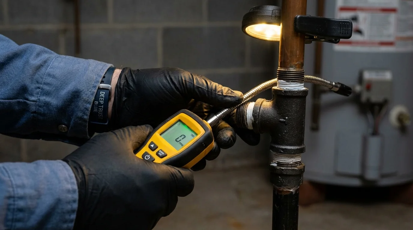 Gas leak detection with electronic sniffer by Johns Plumbing LLC in Rosiclare