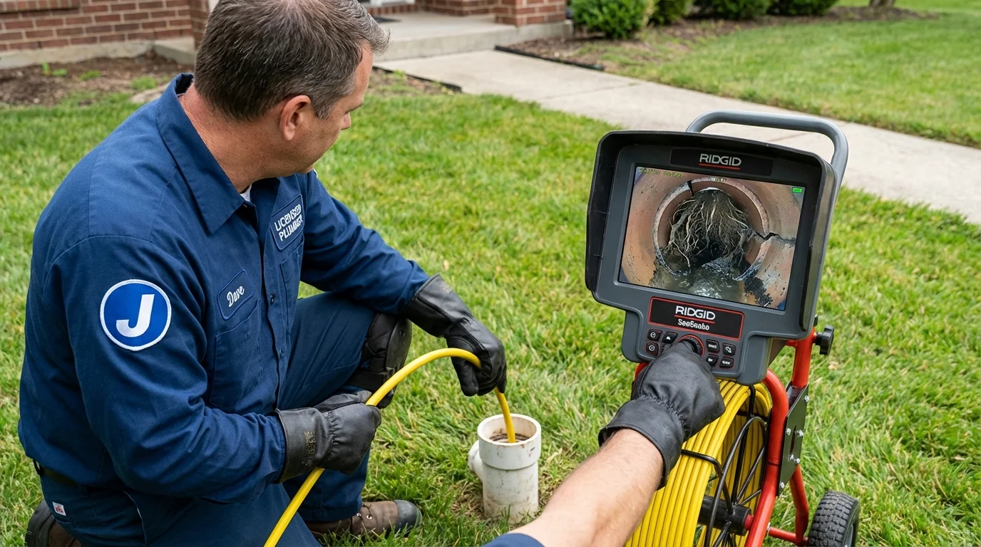 Sewer camera inspection being performed by Johns Plumbing LLC in Rosiclare